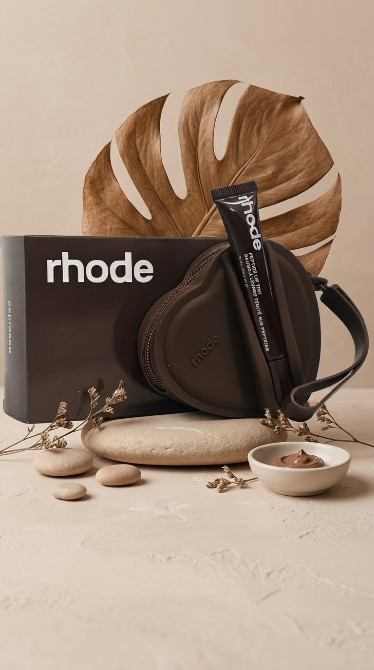 rhode Lip Case Surtido (Raspberry Jelly, Ribbon, Peach Pit, Espresso, Guava Spritz, Shortcake, Taost, Salty Tan)